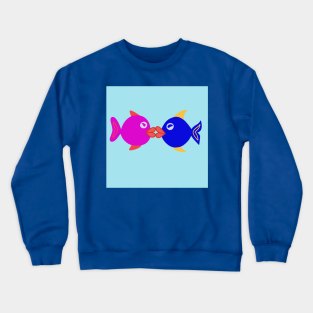 Illustrated kissing fish Crewneck Sweatshirt